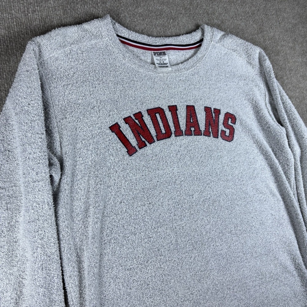 PINK Victoria's Secret Indiana Indians Gray Terry Crewneck Sweatshirt M - Picture 9 of 9